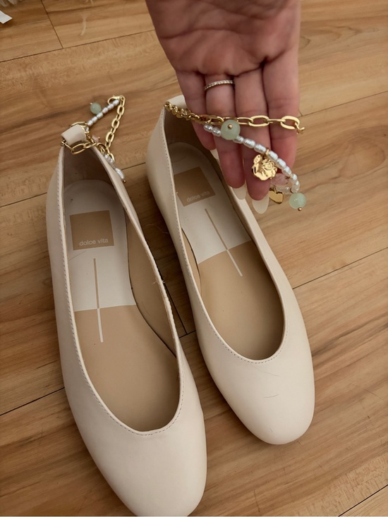 Dolce Vita Shoes - Dolce Vita Cream Ballet Flats with Decorative Anklet Chain